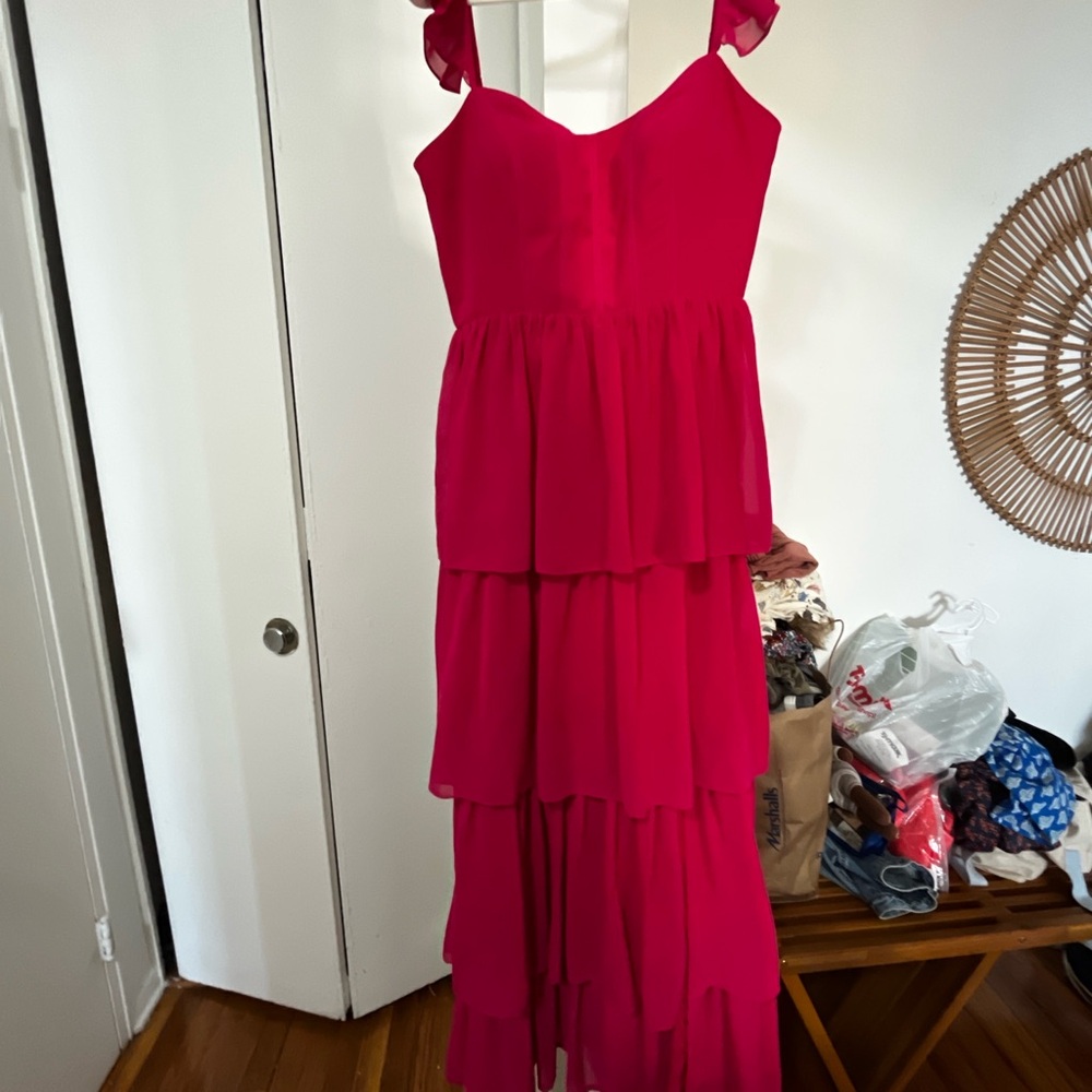 Revelry Poppy Chiffon in Hot Pink  Dress